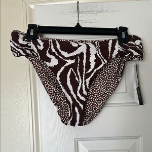 La Blanca Brown and White Reversible Patterned Bikini Bottom